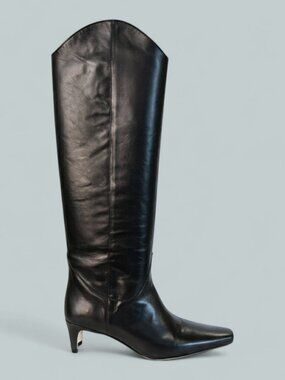 Women's Western Wally Leather Tall Boots - Black Leather
